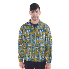 Blue And Yellow Elegant Pattern Wind Breaker (men)