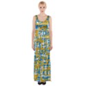 Blue and yellow elegant pattern Maxi Thigh Split Dress View1