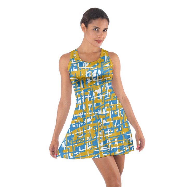 Blue and yellow elegant pattern Racerback Dresses