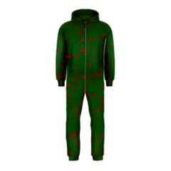 Green And Red Pattern Hooded Jumpsuit (kids)