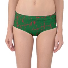 Green And Red Pattern Mid-waist Bikini Bottoms