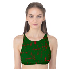 Green And Red Pattern Tank Bikini Top