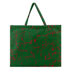 Green And Red Pattern Zipper Large Tote Bag