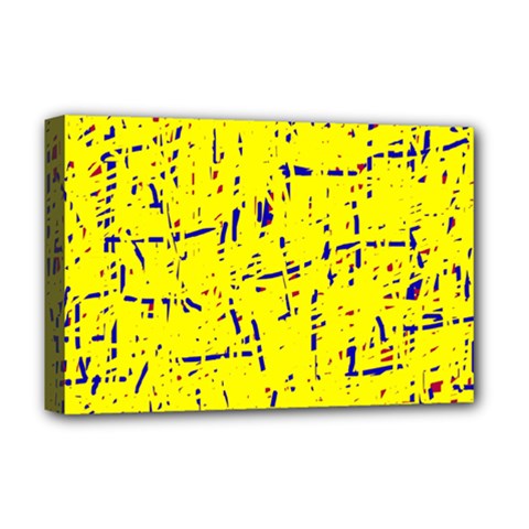 Yellow Summer Pattern Deluxe Canvas 18  X 12  