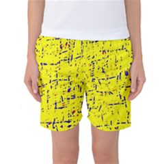 Yellow Summer Pattern Women s Basketball Shorts