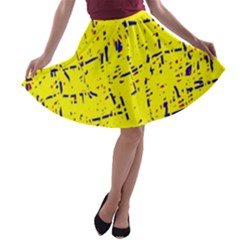 Yellow Summer Pattern A-line Skater Skirt