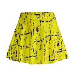 Yellow Summer Pattern Mini Flare Skirt