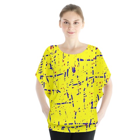 Yellow Summer Pattern Batwing Chiffon Blouse by Valentinaart