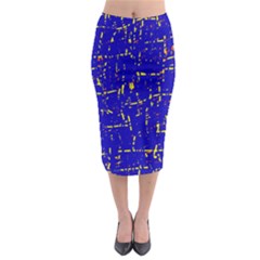 Blue Pattern Midi Pencil Skirt