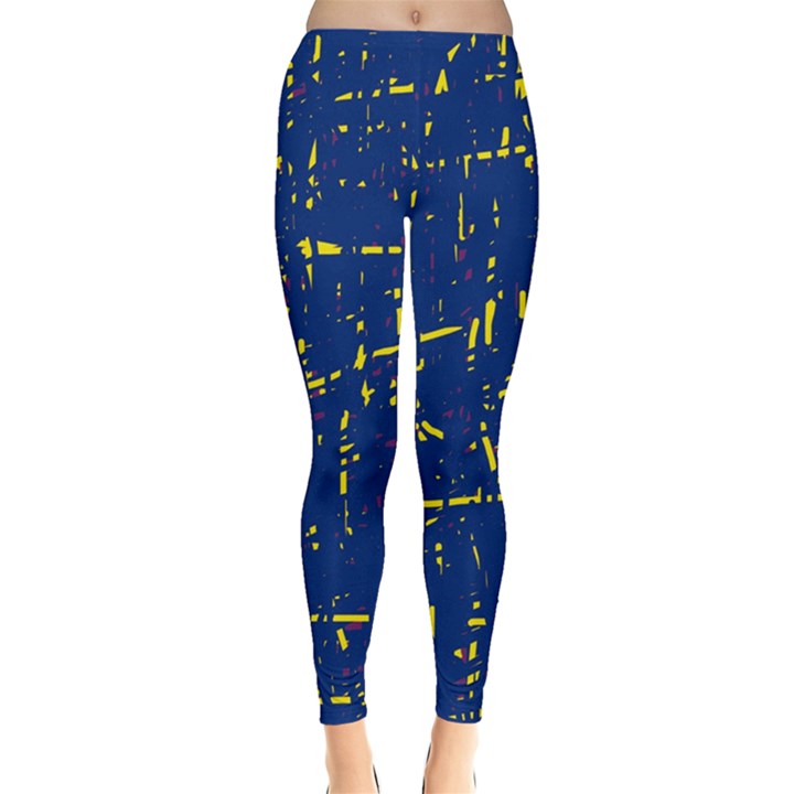 Deep blue and yellow pattern Leggings 