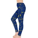 Deep blue and yellow pattern Leggings  View3