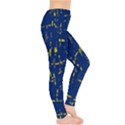 Deep blue and yellow pattern Leggings  View4