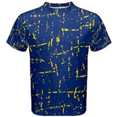 Deep Blue And Yellow Pattern Men s Cotton Tee