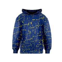 Deep Blue And Yellow Pattern Kids  Pullover Hoodie