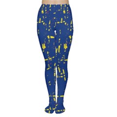 Deep Blue And Yellow Pattern Women s Tights by Valentinaart