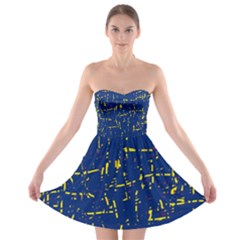 Deep Blue And Yellow Pattern Strapless Dresses by Valentinaart