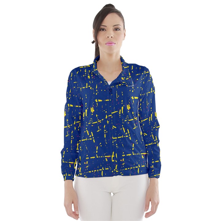 Deep blue and yellow pattern Wind Breaker (Women)