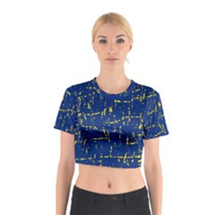 Deep Blue And Yellow Pattern Cotton Crop Top