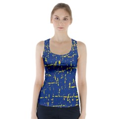 Deep Blue And Yellow Pattern Racer Back Sports Top