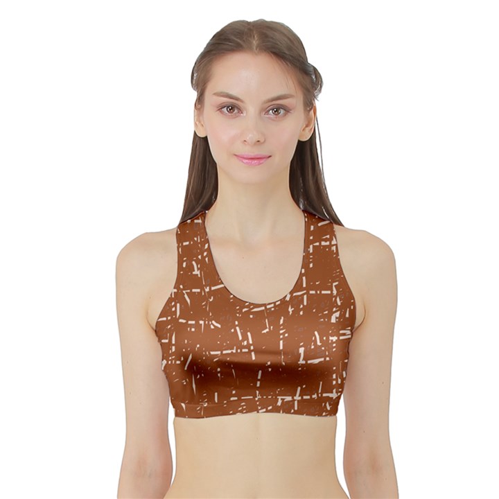 Brown elelgant pattern Sports Bra with Border