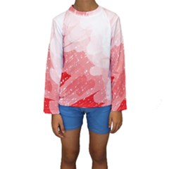 Red Pattern Kid s Long Sleeve Swimwear