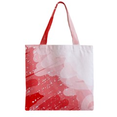 Red Pattern Zipper Grocery Tote Bag