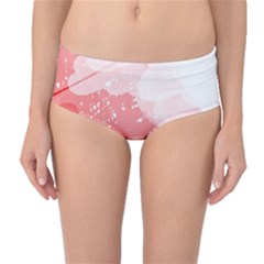 Red Pattern Mid-waist Bikini Bottoms