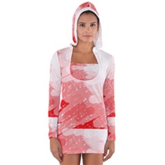 Red Pattern Women s Long Sleeve Hooded T-shirt