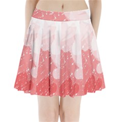 Red Pattern Pleated Mini Mesh Skirt