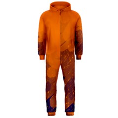 Orange And Blue Artistic Pattern Hooded Jumpsuit (men)  by Valentinaart