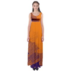 Orange And Blue Artistic Pattern Empire Waist Maxi Dress