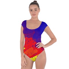 Colorful Pattern Short Sleeve Leotard 