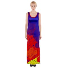 Colorful Pattern Maxi Thigh Split Dress