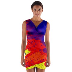 Colorful Pattern Wrap Front Bodycon Dress