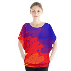 Colorful Pattern Batwing Chiffon Blouse