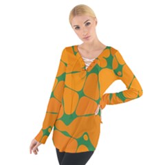 Orange Shapes                                                                                         Women s Tie Up Tee