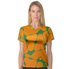 Orange Shapes                                                                                        Women s V-neck Sport Mesh Tee