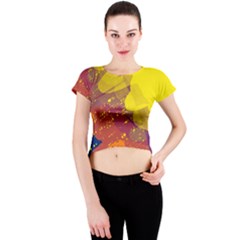 Colorful Abstract Pattern Crew Neck Crop Top by Valentinaart