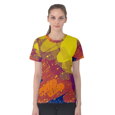 Colorful Abstract Pattern Women s Cotton Tee by Valentinaart