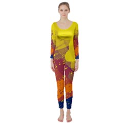 Colorful Abstract Pattern Long Sleeve Catsuit