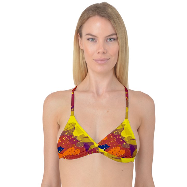 Colorful abstract pattern Reversible Tri Bikini Top