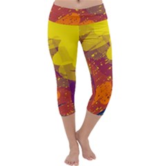 Colorful Abstract Pattern Capri Yoga Leggings