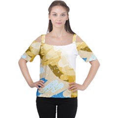 Artistic Pastel Pattern Women s Cutout Shoulder Tee