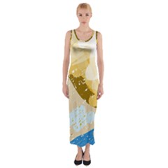 Artistic Pastel Pattern Fitted Maxi Dress