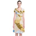 Artistic pastel pattern Short Sleeve Front Wrap Dress View1