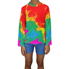 Colorful Abstract Design Kid s Long Sleeve Swimwear