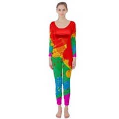 Colorful Abstract Design Long Sleeve Catsuit by Valentinaart