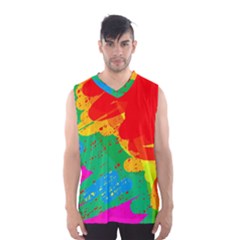 Colorful Abstract Design Men s Basketball Tank Top by Valentinaart