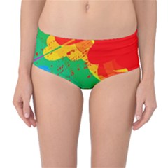 Colorful Abstract Design Mid-waist Bikini Bottoms by Valentinaart