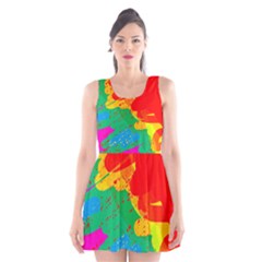 Colorful Abstract Design Scoop Neck Skater Dress